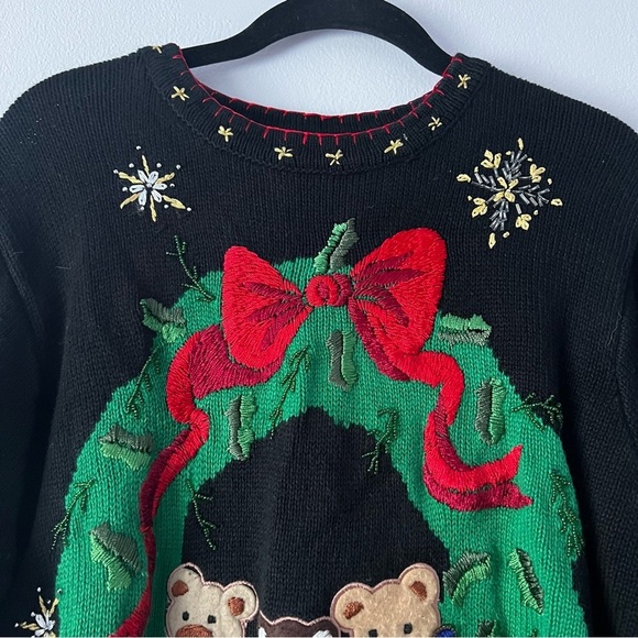 Vintage Holiday Teddy Bear Festive Christmas Sweater Large - Picture 3 of 16